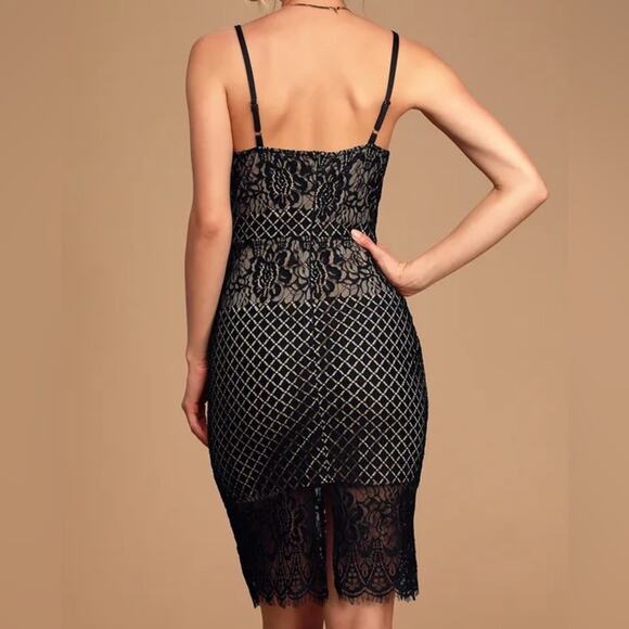 LULU'S | "Heartfelt Thoughts" Black Lace Sleeveless Bodycon Midi Dress - Picture 5 of 12